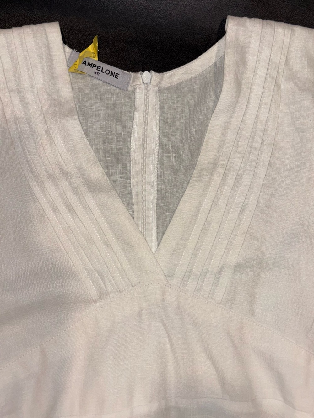Pampelone The Ella White 100% Linen Mini Dress Coastal Cowgirl Minimalist Sz XS - Picture 3 of 8